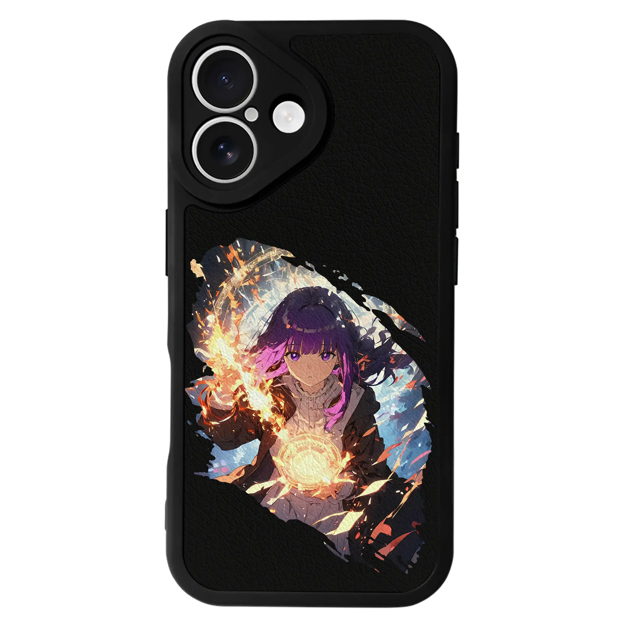 葬送のフリーレン（Frieren） グッズ,フェルン（Fern） - IPhone 16シリーズ対応 ・ シリコンスマホケース ・ レザー調 ・ 高精度フィット ・ 耐衝撃 ・ ワイヤレス充電対応 ・ 精密カット